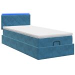 vidaXL Ottoman posteľ s matracom a LED Tmavo modrá 90 x 190 cm Zamat – Obrázok 7