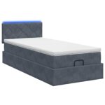 vidaXL Ottoman posteľ s matracom a LED Tmavosivá 90 x 200 cm Zamat – Obrázok 7