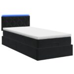 vidaXL Ottoman posteľ s matracom a LED Čierna 100 x 200 cm Zamat – Obrázok 7