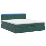 vidaXL Ottoman posteľ s matracom a LED Tmavozelená 140 x 190 cm Zamat – Obrázok 7