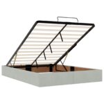 vidaXL Ottoman posteľ s matracom a LED Svetlosivá 140 x 200 cm Zamat – Obrázok 4