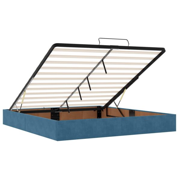 vidaXL Ottoman posteľ s matracom a LED Tmavomodrá 200 x 200 cm Zamat – Obrázok 4