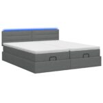 vidaXL Ottoman posteľ s matracom a LED Tmavosivá 160 x 200 cm Látka – Obrázok 7