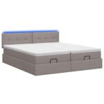 vidaXL Ottoman posteľ s matracom a LED Sivohnedá 180 x 200 cm Látka – Obrázok 7