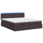 vidaXL Ottoman posteľ s matracom a LED Tmavohnedá 200 x 200 cm Látka – Obrázok 9