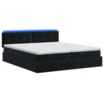 vidaXL Ottoman posteľ s matracom a LED Čierna 200 x 200 cm Zamat – Obrázok 7