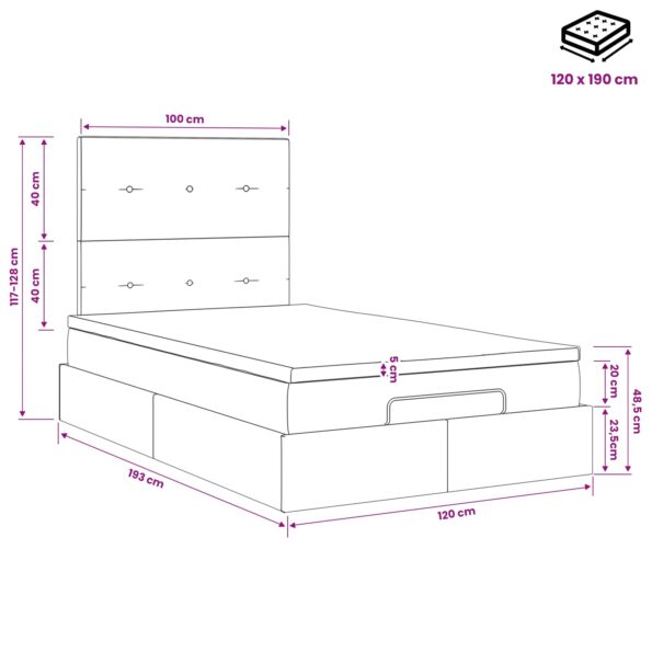 vidaXL Polohovací postel s matrací Modrá 120 x 190 cm Látka – Obrázok 11