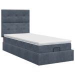 vidaXL Polohovací postel s matrací Tmavosivá 90 x 200 cm Zamat – Obrázok 7