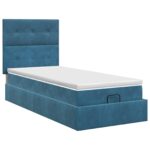 vidaXL Polohovací postel s matrací Tmavomodrá 100 x 200 cm Zamat – Obrázok 7