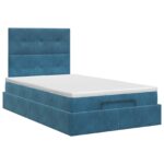 vidaXL Polohovací postel s matrací Tmavomodrá 120 x 200 cm Zamat – Obrázok 7