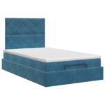 vidaXL Polohovací postel s matrací Tmavomodrá 120 x 200 cm Zamat – Obrázok 7