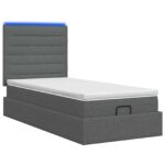 vidaXL Ottoman posteľ s matracom a LED Tmavosivá 80 x 200 cm Látka – Obrázok 7