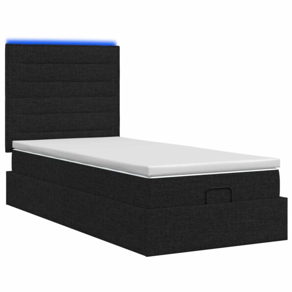 vidaXL Ottoman posteľ s matracom a LED Čierna 80 x 200 cm Látka – Obrázok 7