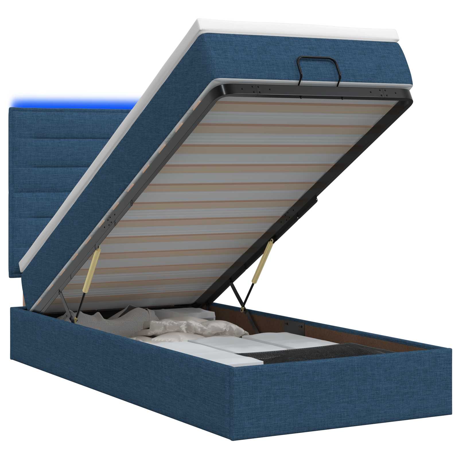 3457957_1.jpg vidaXL Ottoman posteľ s matracom a LED Modrá 90 x 190 cm Látka – Obrázok 1