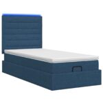 vidaXL Ottoman posteľ s matracom a LED Modrá 90 x 200 cm Látka – Obrázok 7