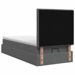 vidaXL Ottoman posteľ s matracom a LED Tmavosivá 100 x 200 cm Látka – Obrázok 8