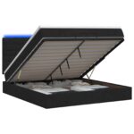 vidaXL Ottoman posteľ s matracom a LED Čierna 140 x 190 cm Látka