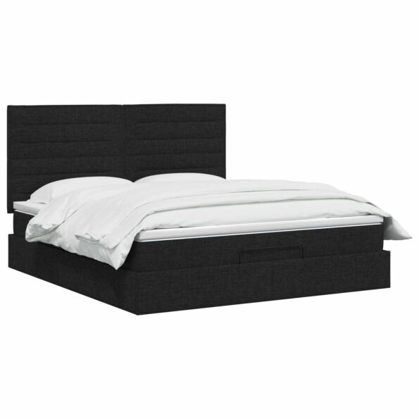 vidaXL Ottoman posteľ s matracom a LED Čierna 140 x 190 cm Látka – Obrázok 2