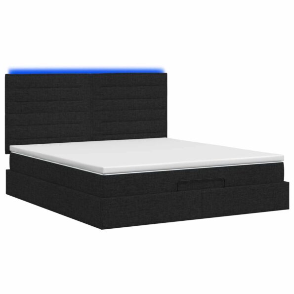 vidaXL Ottoman posteľ s matracom a LED Čierna 140 x 190 cm Látka – Obrázok 7