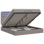 vidaXL Ottoman posteľ s matracom a LED Sivohnedá 140 x 190 cm Látka