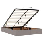 vidaXL Ottoman posteľ s matracom a LED Sivohnedá 140 x 190 cm Látka – Obrázok 4
