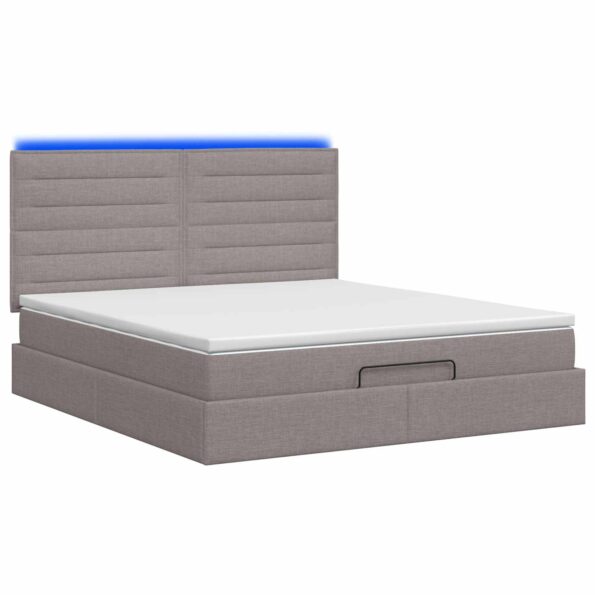 vidaXL Ottoman posteľ s matracom a LED Sivohnedá 140 x 190 cm Látka – Obrázok 7