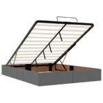 vidaXL Ottoman posteľ s matracom a LED Tmavosivá 160 x 200 cm Látka – Obrázok 4