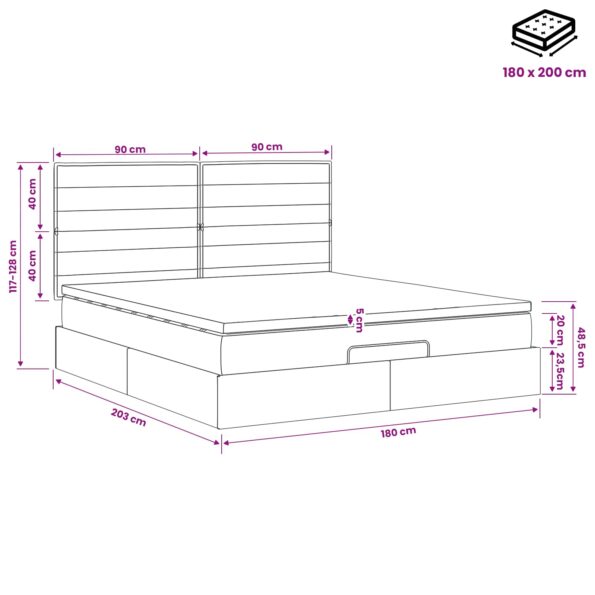 vidaXL Ottoman posteľ s matracom a LED Modrá 180 x 200 cm Látka – Obrázok 12