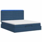 vidaXL Ottoman posteľ s matracom a LED Modrá 180 x 200 cm Látka – Obrázok 7