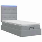 vidaXL Ottoman posteľ s matracom a LED Svetlosivá 80 x 200 cm Látka – Obrázok 7
