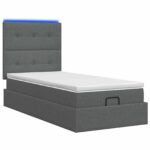 vidaXL Ottoman posteľ s matracom a LED Tmavosivá 80 x 200 cm Látka – Obrázok 7
