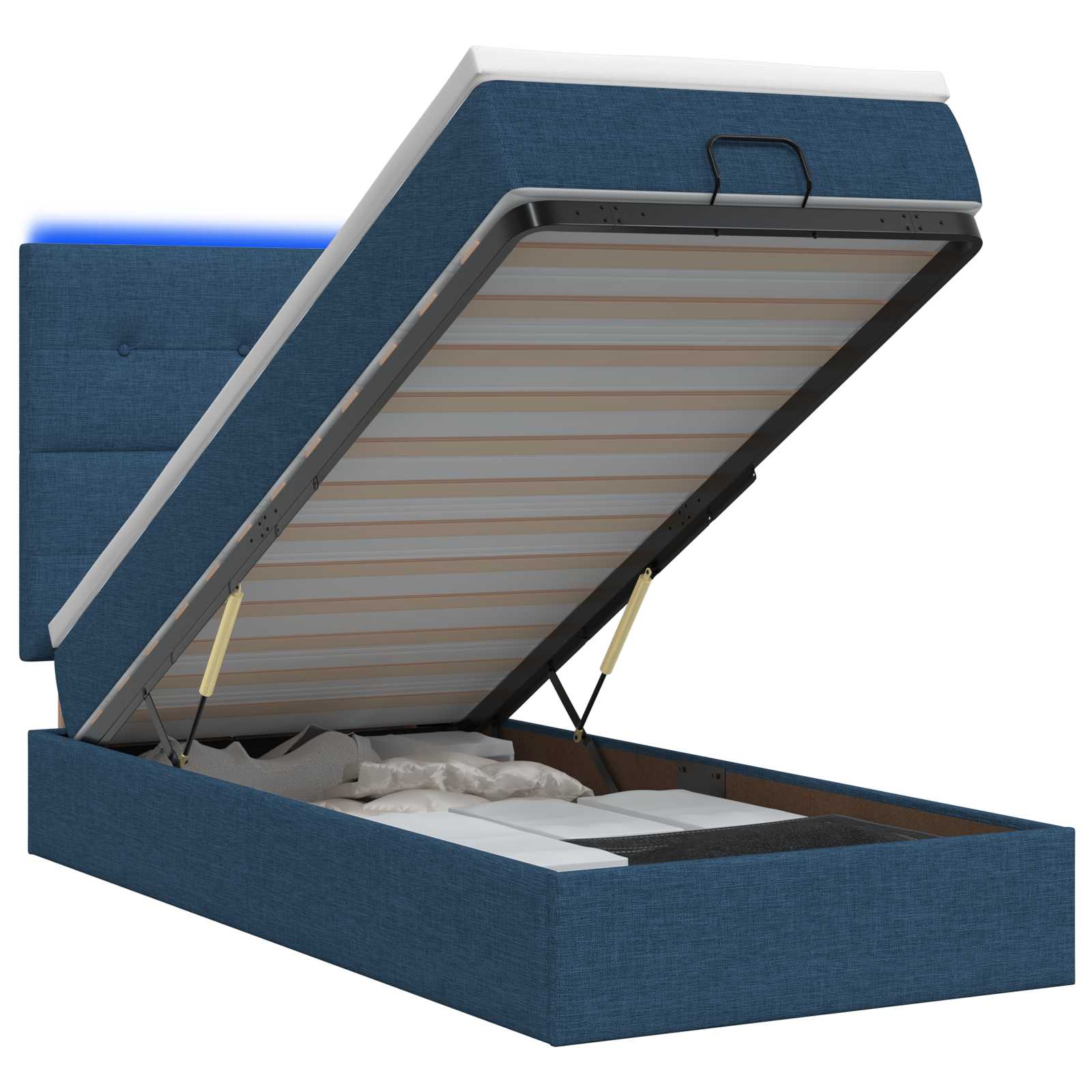 3458033_1.jpg vidaXL Ottoman posteľ s matracom a LED Modrá 80 x 200 cm Látka – Obrázok 1
