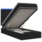 vidaXL Ottoman posteľ s matracom a LED Čierna 90 x 190 cm Látka