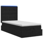 vidaXL Ottoman posteľ s matracom a LED Čierna 90 x 200 cm Látka – Obrázok 7