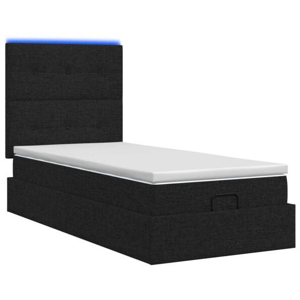 vidaXL Ottoman posteľ s matracom a LED Čierna 90 x 200 cm Látka – Obrázok 7