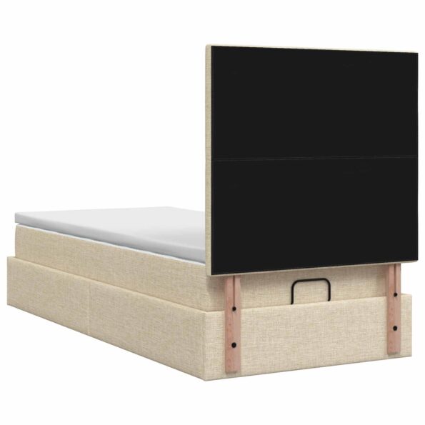vidaXL Ottoman posteľ s matracom a LED Krémová 90 x 200 cm Látka – Obrázok 8