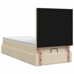vidaXL Ottoman posteľ s matracom a LED Krémová 100 x 200 cm Látka – Obrázok 8