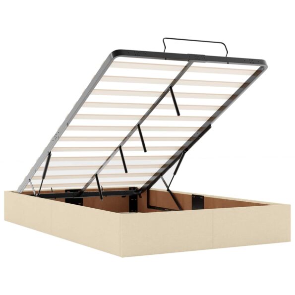 vidaXL Ottoman posteľ s matracom a LED Krémová 120 x 190 cm Látka – Obrázok 4