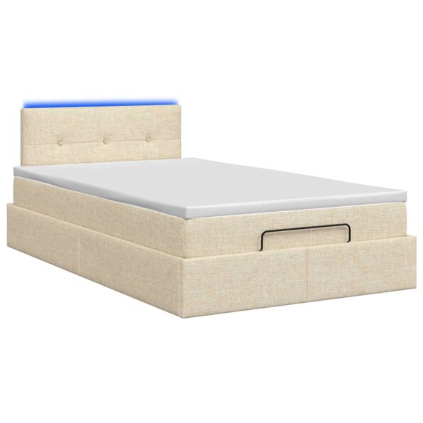 vidaXL Ottoman posteľ s matracom a LED Krémová 120 x 190 cm Látka – Obrázok 7