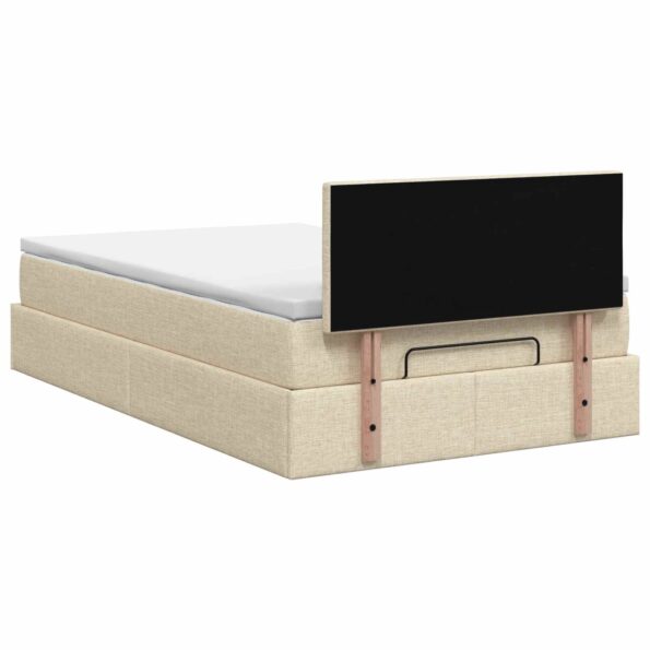 vidaXL Ottoman posteľ s matracom a LED Krémová 120 x 190 cm Látka – Obrázok 8