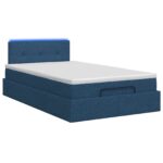 vidaXL Ottoman posteľ s matracom a LED Modrá 120 x 190 cm Látka – Obrázok 7