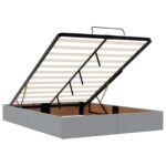 vidaXL Ottoman posteľ s matracom a LED Svetlosivá 140 x 190 cm Látka – Obrázok 4