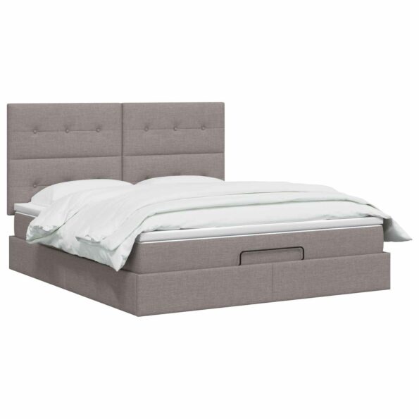 vidaXL Ottoman posteľ s matracom a LED Sivohnedá 140 x 190 cm Látka – Obrázok 2