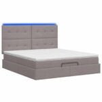 vidaXL Ottoman posteľ s matracom a LED Sivohnedá 140 x 190 cm Látka – Obrázok 7