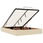 vidaXL Ottoman posteľ s matracom a LED Krémová 140 x 200 cm Látka – Obrázok 4
