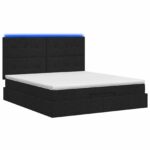 vidaXL Ottoman posteľ s matracom a LED Čierna 160 x 200 cm Látka – Obrázok 7