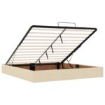 vidaXL Ottoman posteľ s matracom a LED Krémová 180 x 200 cm Látka – Obrázok 4