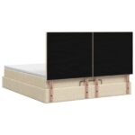 vidaXL Ottoman posteľ s matracom a LED Krémová 180 x 200 cm Látka – Obrázok 8