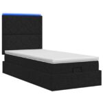 vidaXL Ottoman posteľ s matracom a LED Čierna 100 x 200 cm Látka – Obrázok 7