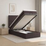 vidaXL Ottoman posteľ s matracom a LED Tmavohnedá 100 x 200 cm Látka – Obrázok 13